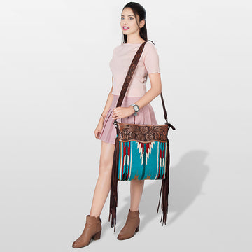 American Darling Signature Crossbody Hand Tooled Saddle Blanket Genuine Leather Women Bag Western Handbag Purse